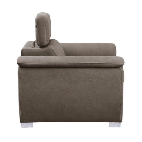 Ferriday Taupe Chair with Pull-out Ottoman by Homelegance at Eve Furniture