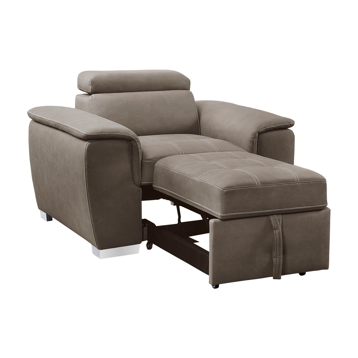 Ferriday Taupe Chair with Pull-out Ottoman by Homelegance at Eve Furniture