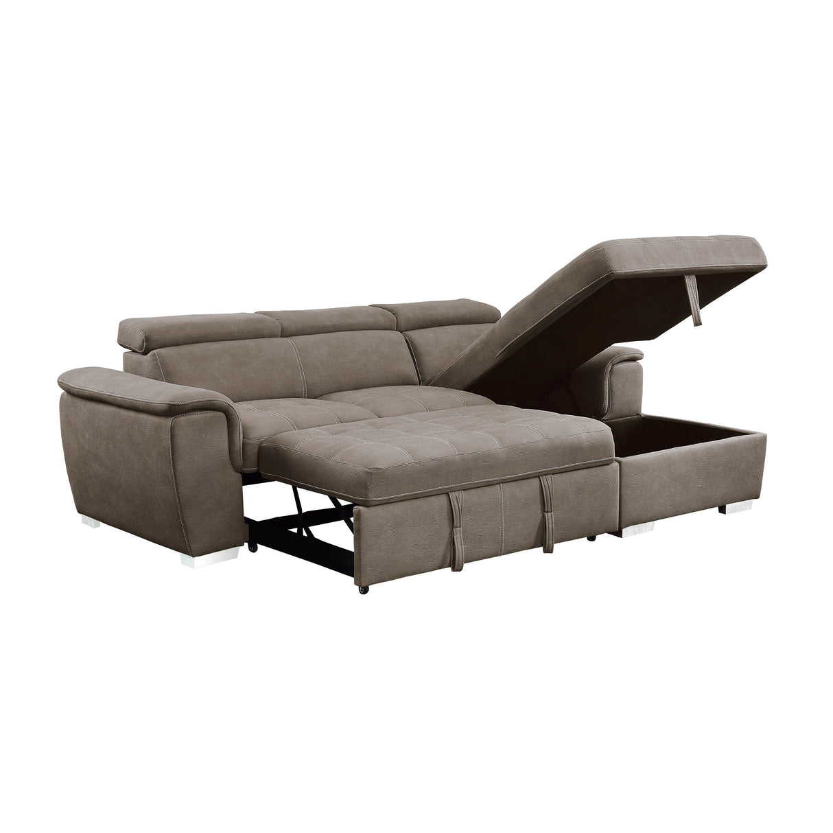 Ferriday Taupe Storage Sleeper Sectional by Homelegance at Eve Furniture