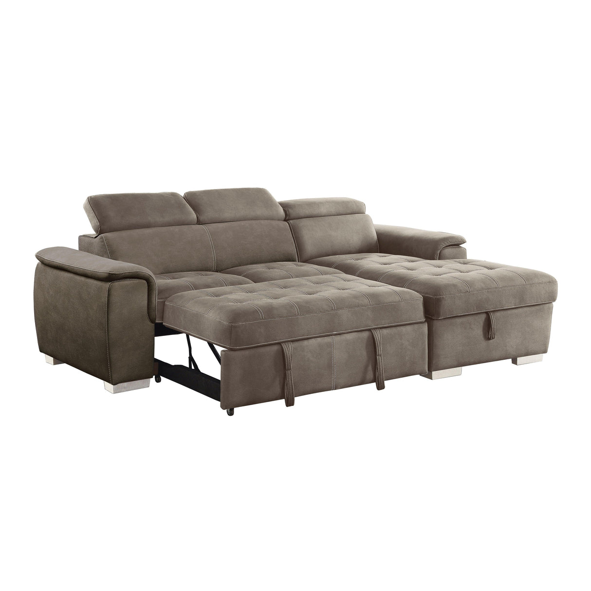 Ferriday Taupe Storage Sleeper Sectional by Homelegance at Eve Furniture