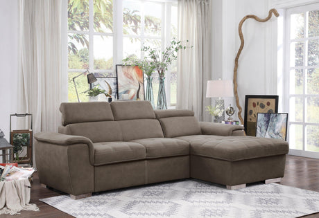Ferriday Taupe Storage Sleeper Sectional by Homelegance at Eve Furniture