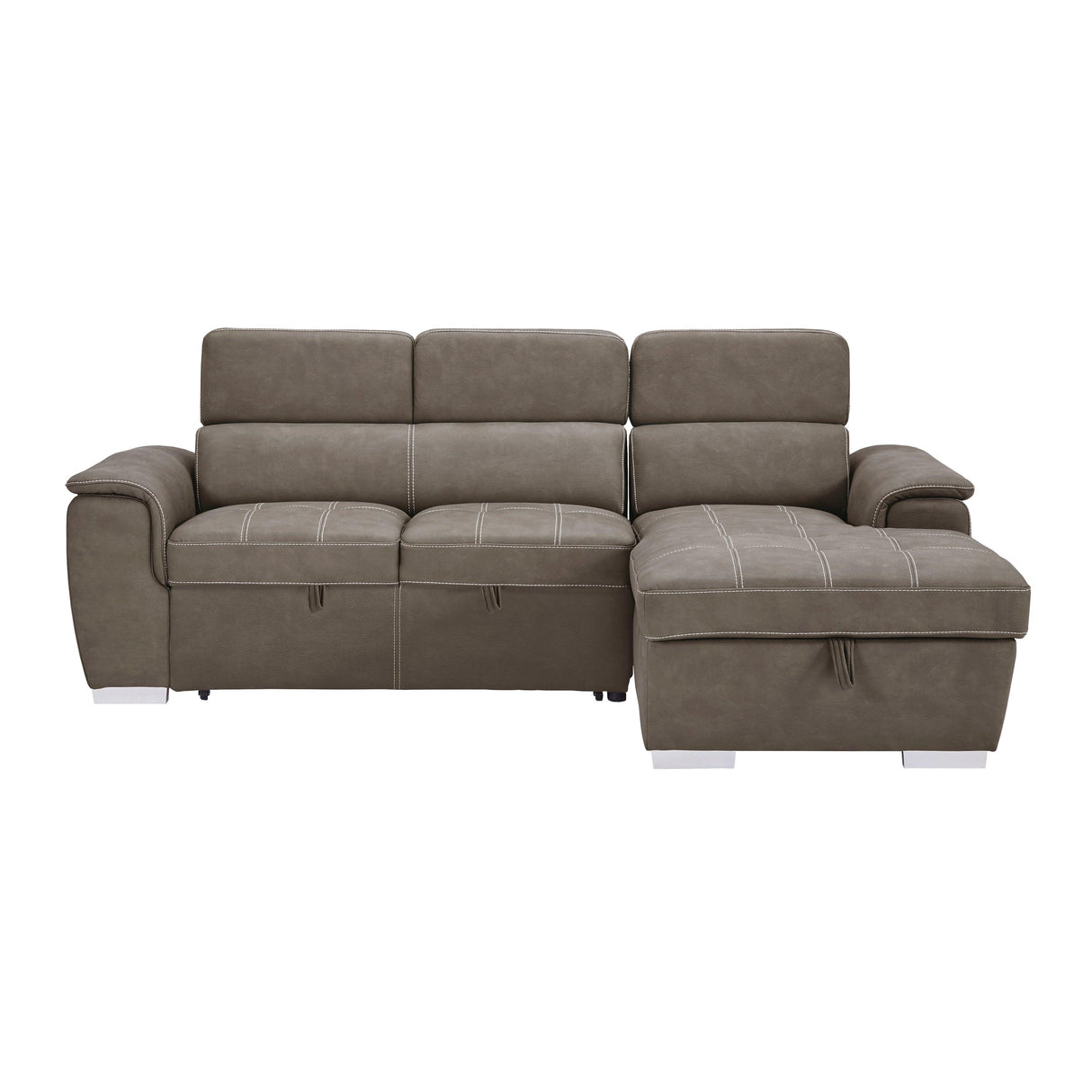 Ferriday Taupe Storage Sleeper Sectional by Homelegance at Eve Furniture