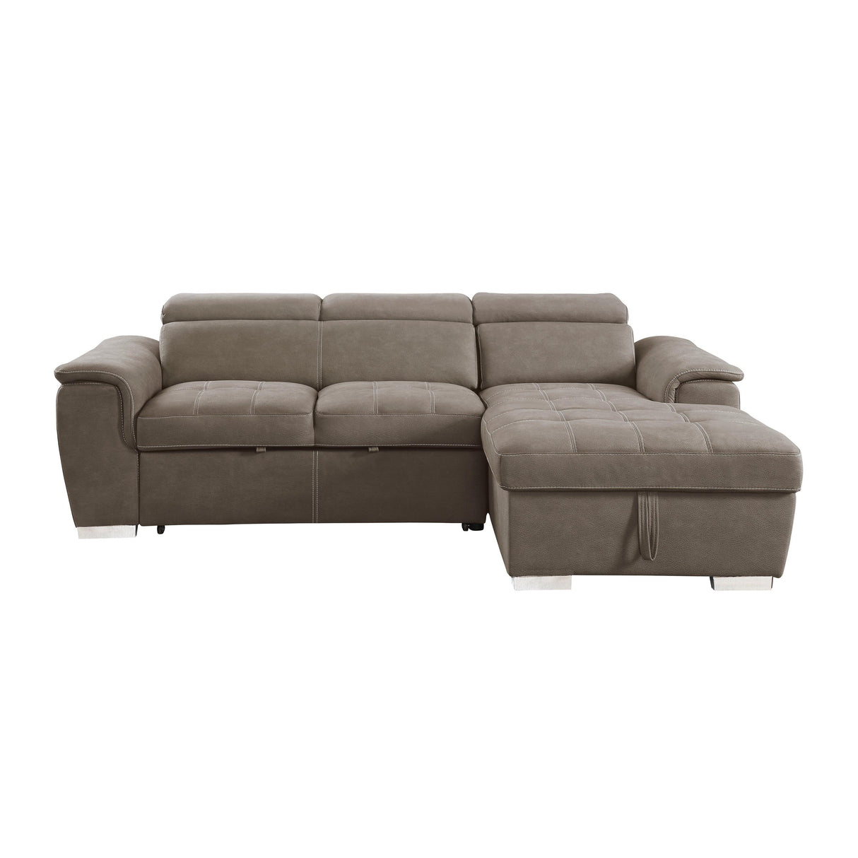 Ferriday Taupe Storage Sleeper Sectional by Homelegance at Eve Furniture