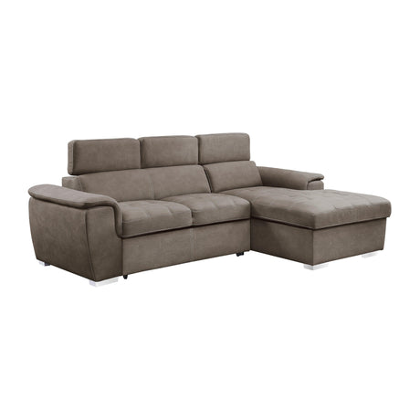Ferriday Taupe Storage Sleeper Sectional by Homelegance at Eve Furniture