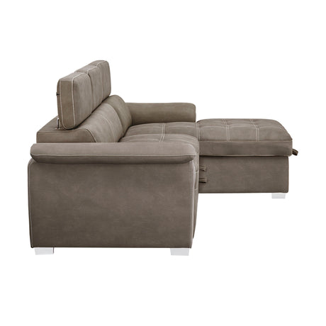 Ferriday Taupe Storage Sleeper Sectional by Homelegance at Eve Furniture