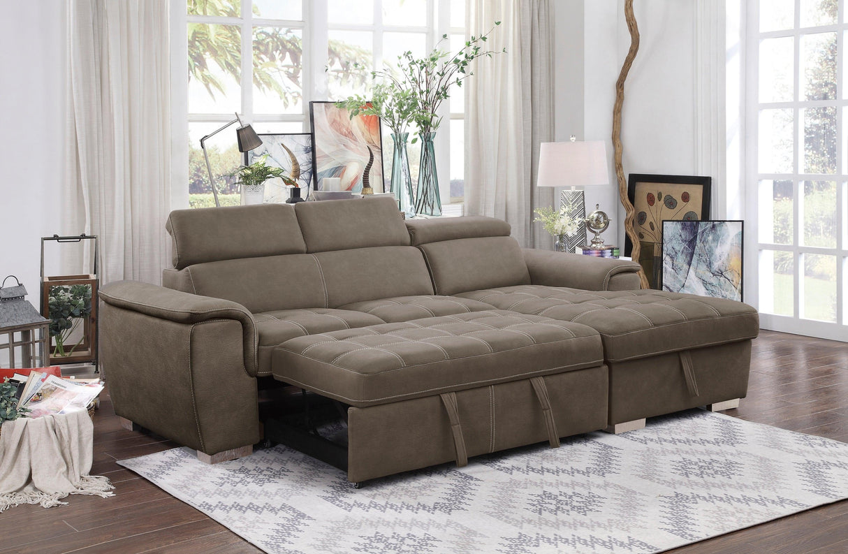 Ferriday Taupe Storage Sleeper Sectional by Homelegance at Eve Furniture