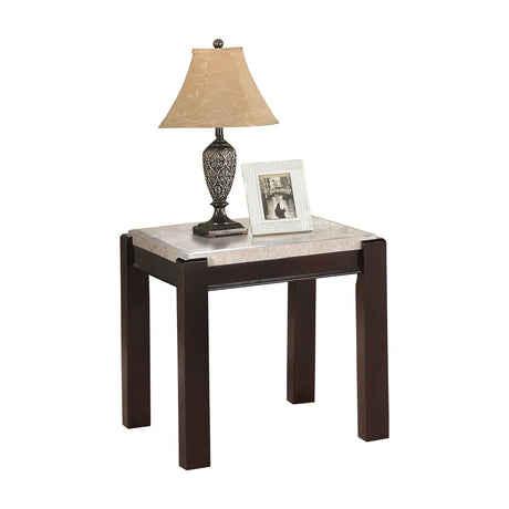 Festus Dark Cherry Marble-Top End Table by Homelegance at Eve Furniture