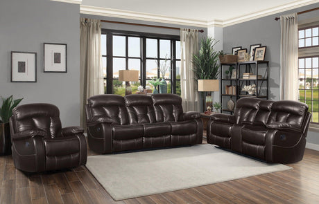 Floyd Brown Power Double Reclining Loveseat by Homelegance at Eve Furniture