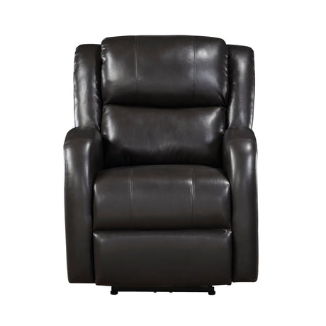 Foxcroft Brown Faux Leather Power Reclining Chair by Homelegance at Eve Furniture