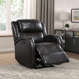 Foxcroft Brown Faux Leather Power Reclining Chair by Homelegance at Eve Furniture