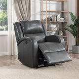 Foxcroft Gray Faux Leather Power Reclining Chair by Homelegance at Eve Furniture