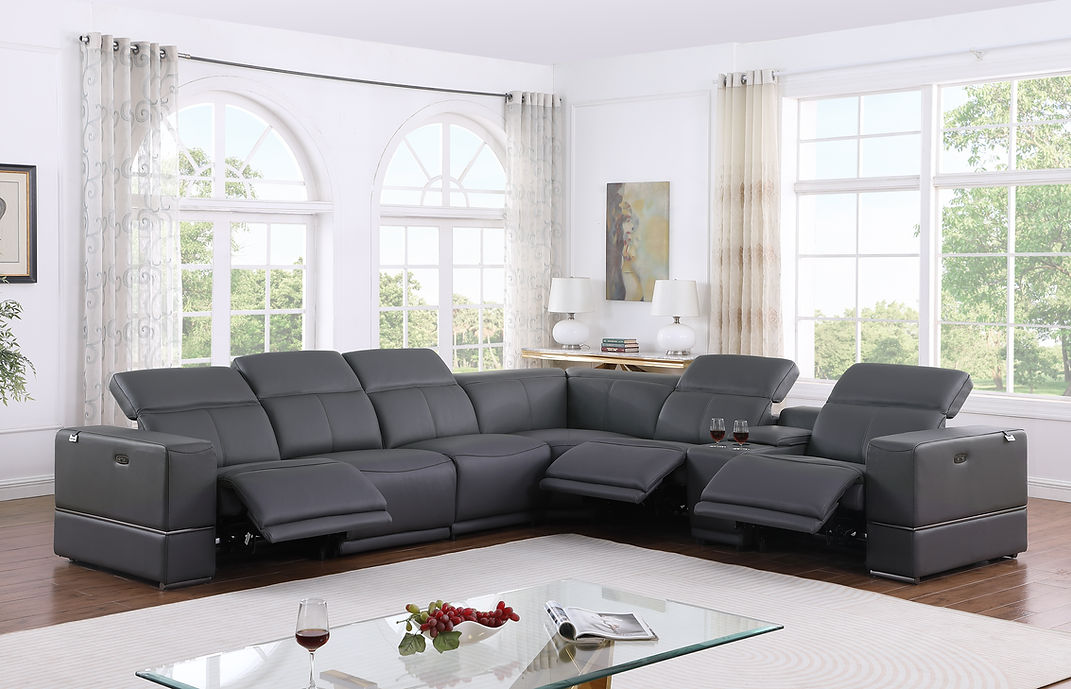 Franco Dark Grey 6-Piece 2 Power Reclining Sectional by New Era Innovations at Eve Furniture