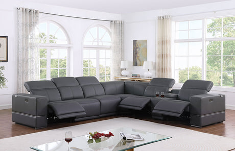 Franco Dark Grey 6-Piece 2 Power Reclining Sectional by New Era Innovations at Eve Furniture