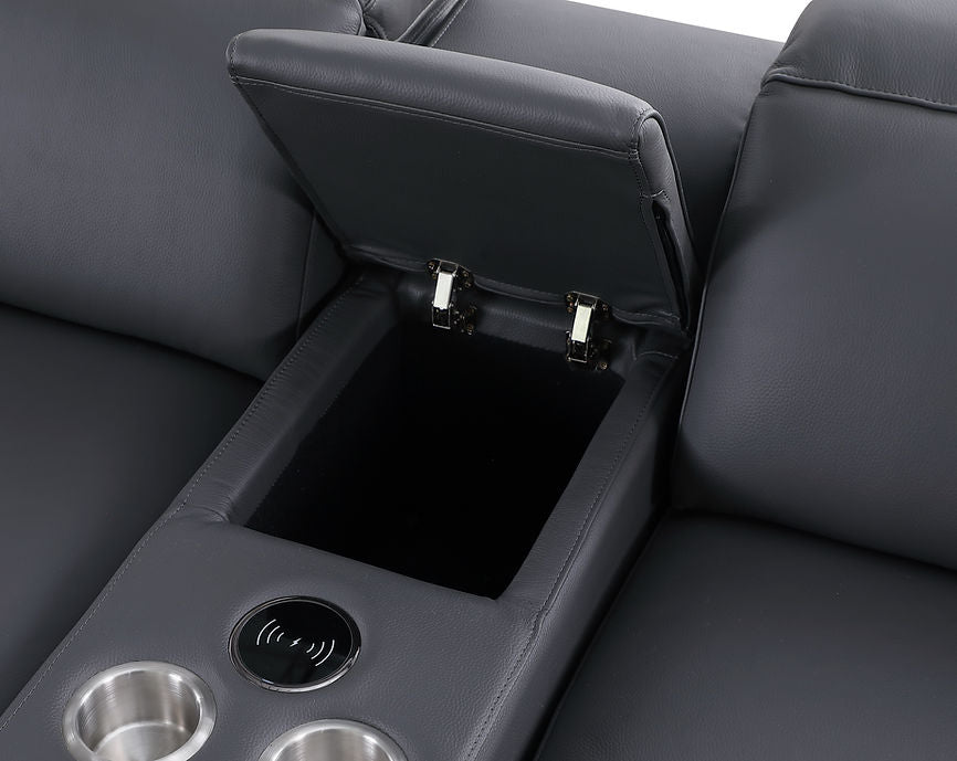 Franco Dark Grey 6-Piece 2 Power Reclining Sectional by New Era Innovations at Eve Furniture