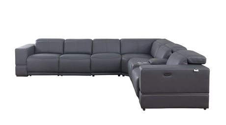 Franco Dark Grey 7-piece 3 Power Reclining Sectional by New Era Innovations at Eve Furniture