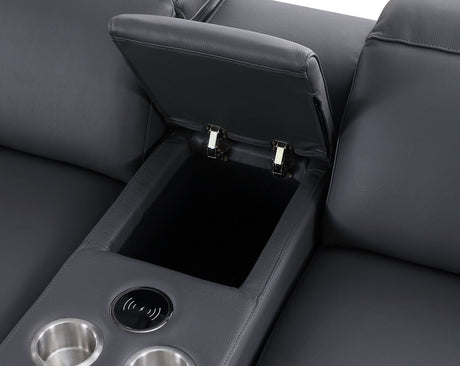 Franco Dark Grey 7-piece 3 Power Reclining Sectional by New Era Innovations at Eve Furniture