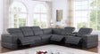 Franco Dark Grey 7-piece 3 Power Reclining Sectional by New Era Innovations at Eve Furniture