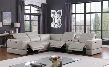 Franco Light Grey 6-Piece 2 Power Reclining Sectional by New Era Innovations at Eve Furniture