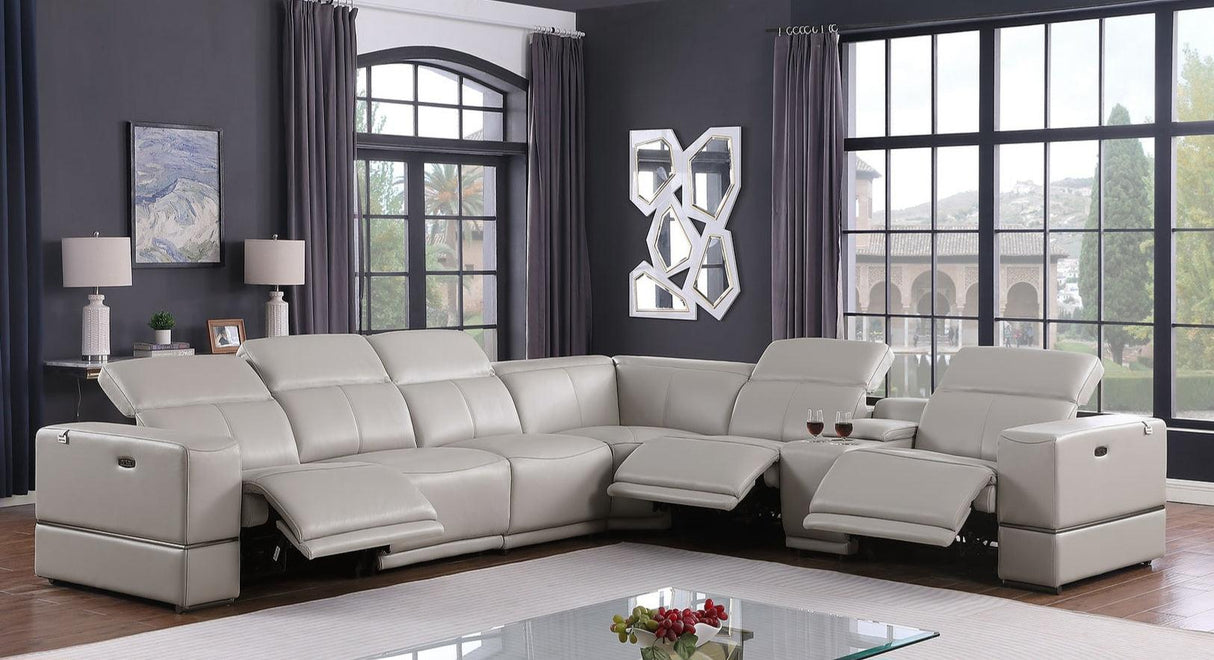 Franco Light Grey 7-Piece 3 Power Reclining Sectional by New Era Innovations at Eve Furniture