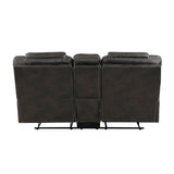 Gainesville Chocolate Double Reclining Loveseat with Center Console by Homelegance at Eve Furniture
