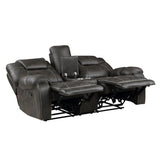 Gainesville Chocolate Double Reclining Loveseat with Center Console by Homelegance at Eve Furniture