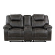 Gainesville Chocolate Double Reclining Loveseat with Center Console by Homelegance at Eve Furniture