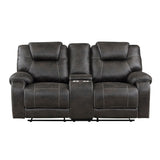 Gainesville Chocolate Double Reclining Loveseat with Center Console by Homelegance at Eve Furniture