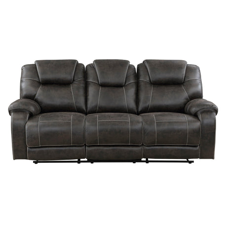 Gainesville Chocolate Double Reclining Sofa by Homelegance at Eve Furniture