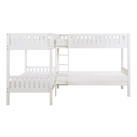 Galen White Corner Bunk Bed by Homelegance at Eve Furniture