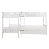 Galen White Corner Bunk Bed with Storage Boxes by Homelegance at Eve Furniture