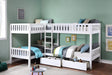Galen White Corner Bunk Bed with Storage Boxes by Homelegance at Eve Furniture
