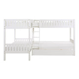 Galen White Corner Bunk Bed with Twin Trundle by Homelegance at Eve Furniture