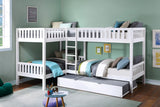 Galen White Corner Bunk Bed with Twin Trundle by Homelegance at Eve Furniture