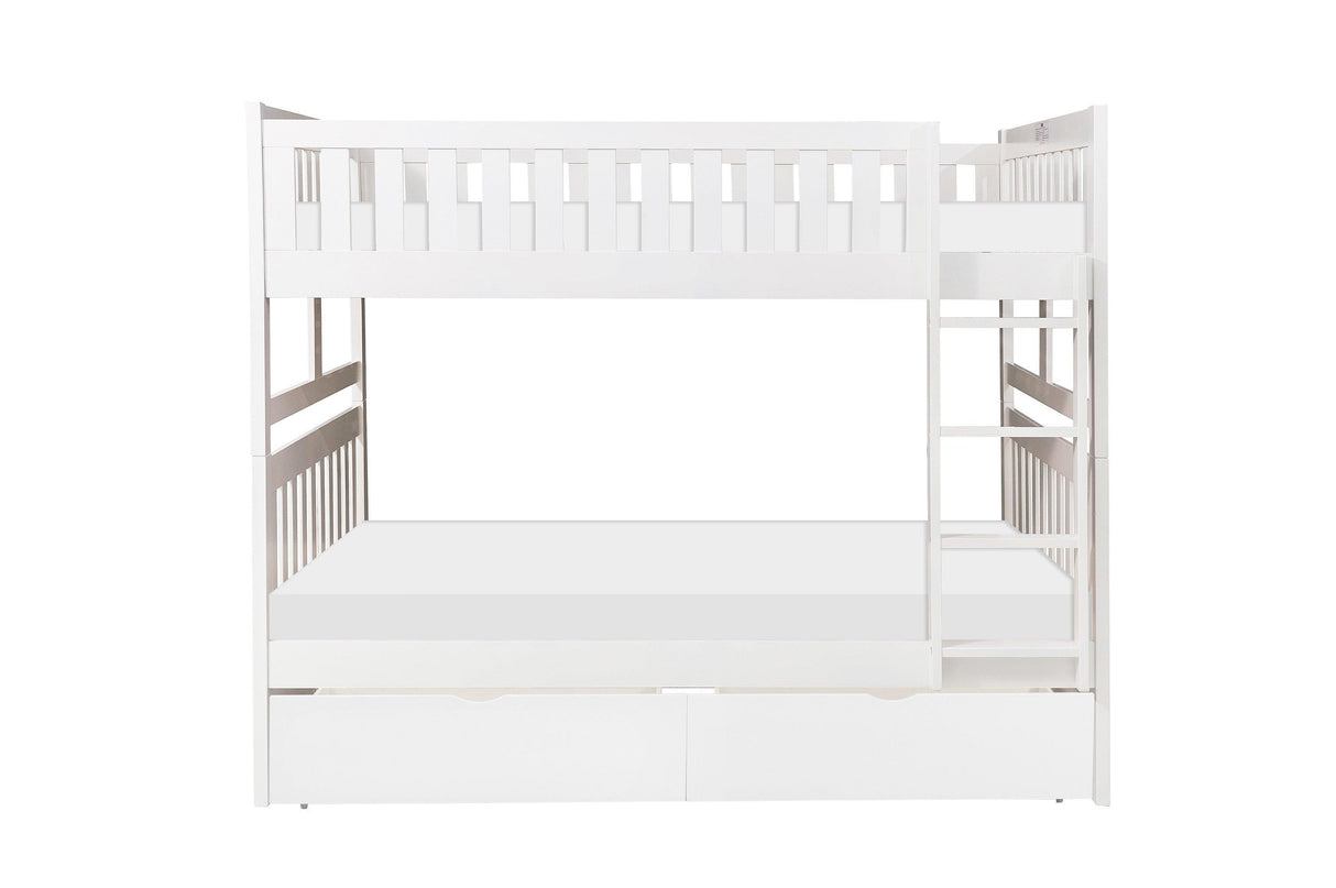 Galen White Full/Full Bunk Bed with Storage Boxes by Homelegance at Eve Furniture
