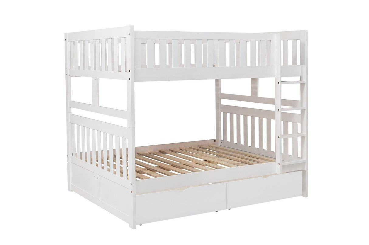 Galen White Full/Full Bunk Bed with Storage Boxes by Homelegance at Eve Furniture