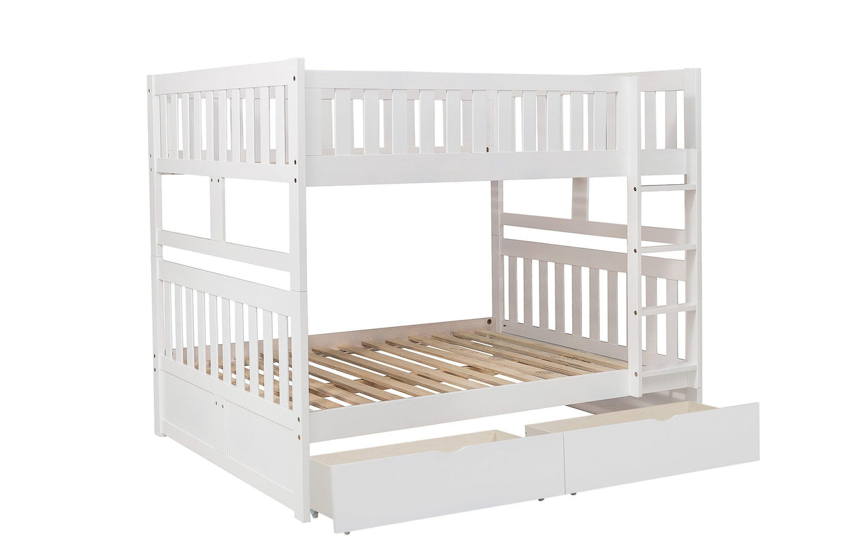 Galen White Full/Full Bunk Bed with Storage Boxes by Homelegance at Eve Furniture