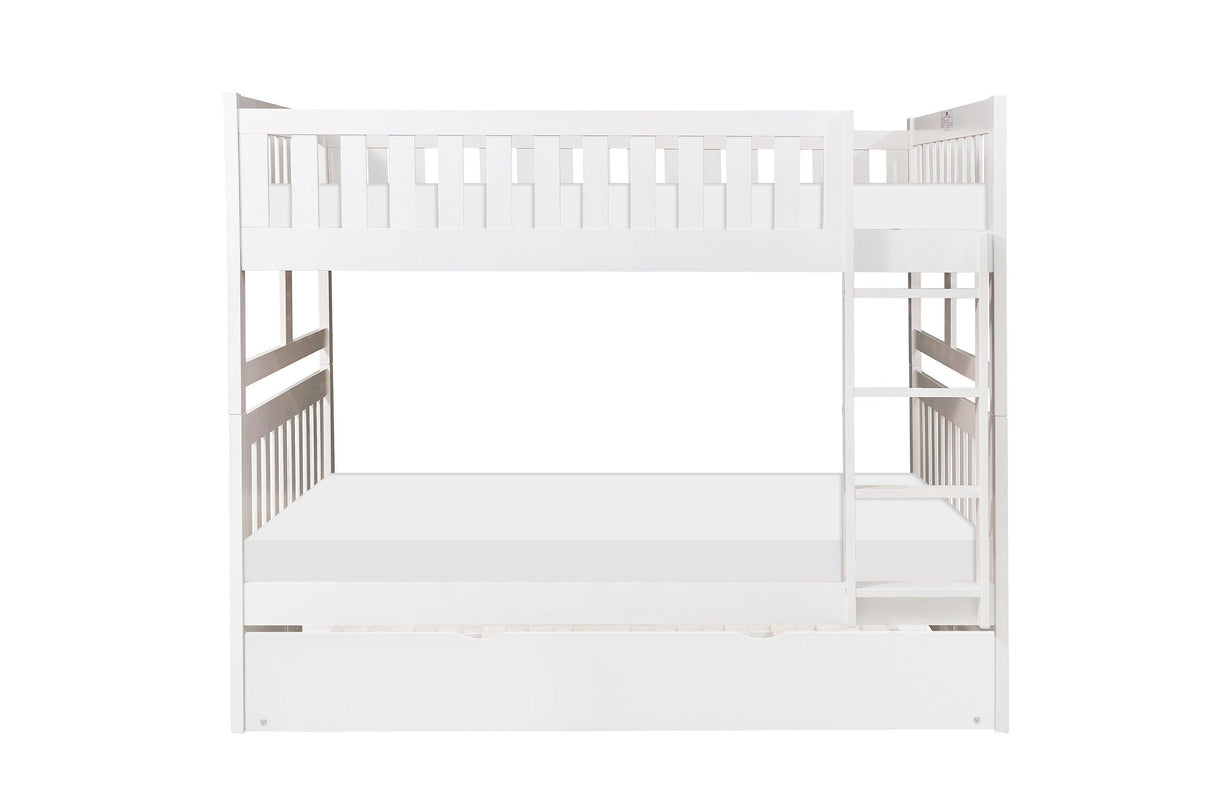 Galen White Full/Full Bunk Bed with Twin Trundle by Homelegance at Eve Furniture