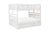Galen White Full/Full Bunk Bed with Twin Trundle by Homelegance at Eve Furniture