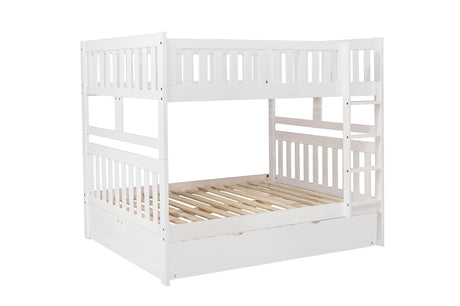 Galen White Full/Full Bunk Bed with Twin Trundle by Homelegance at Eve Furniture
