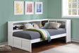 Galen White Twin Bookcase Corner Bed by Homelegance at Eve Furniture