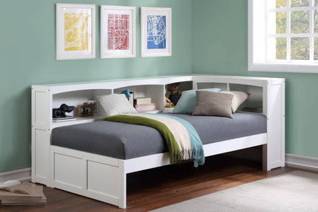 Galen White Twin Bookcase Corner Bed by Homelegance at Eve Furniture
