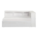 Galen White Twin Bookcase Corner Bed with Storage Boxes by Homelegance at Eve Furniture