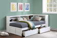 Galen White Twin Bookcase Corner Bed with Storage Boxes by Homelegance at Eve Furniture