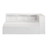Galen White Twin Bookcase Corner Bed with Twin Trundle by Homelegance at Eve Furniture