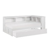 Galen White Twin Bookcase Corner Bed with Twin Trundle by Homelegance at Eve Furniture