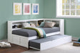 Galen White Twin Bookcase Corner Bed with Twin Trundle by Homelegance at Eve Furniture