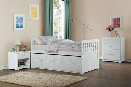 Galen White Twin Captains Trundle Bed by Homelegance at Eve Furniture