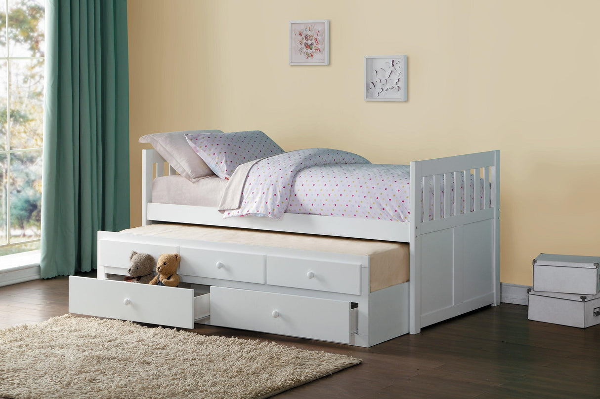 Galen White Twin Captains Trundle Bed by Homelegance at Eve Furniture