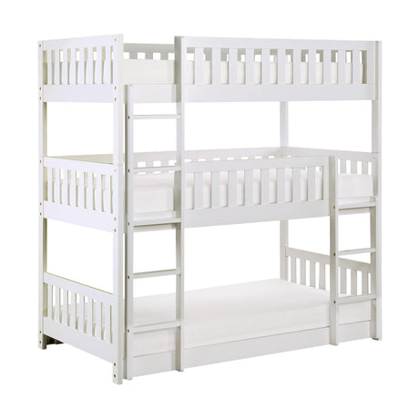 Galen White Twin Triple Bunk Bed by Homelegance at Eve Furniture