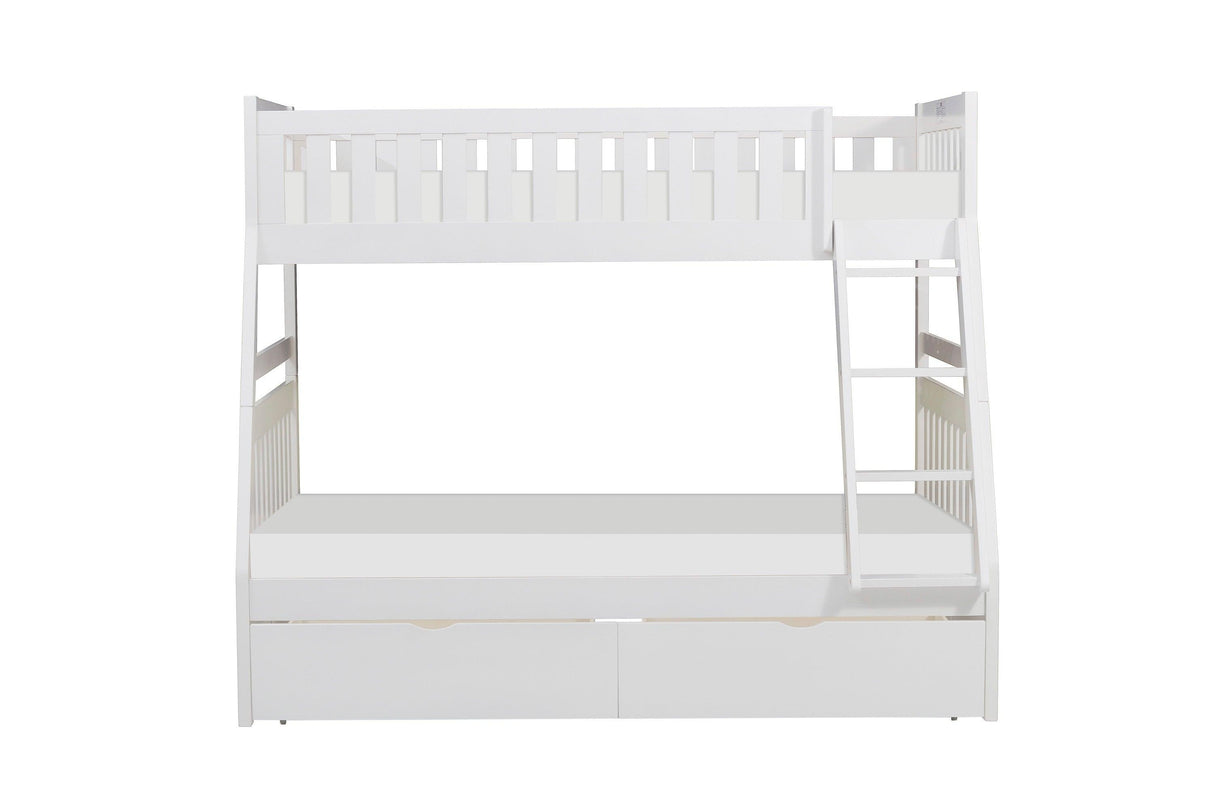 Galen White Twin/Full Bunk Bed with Storage Boxes by Homelegance at Eve Furniture